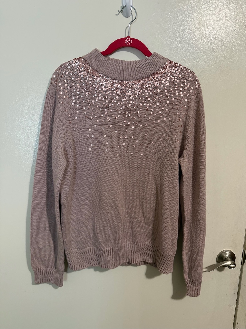 Juicy Couture Mauve Sequin Yoke Crewneck Sweater